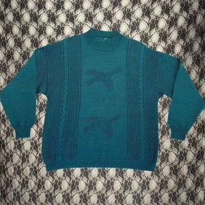 vintage plus size 80s knit wool blend duck sweater 1x